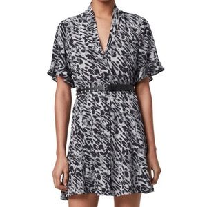 Allsaints leopard print shirt dress short sleeve mini